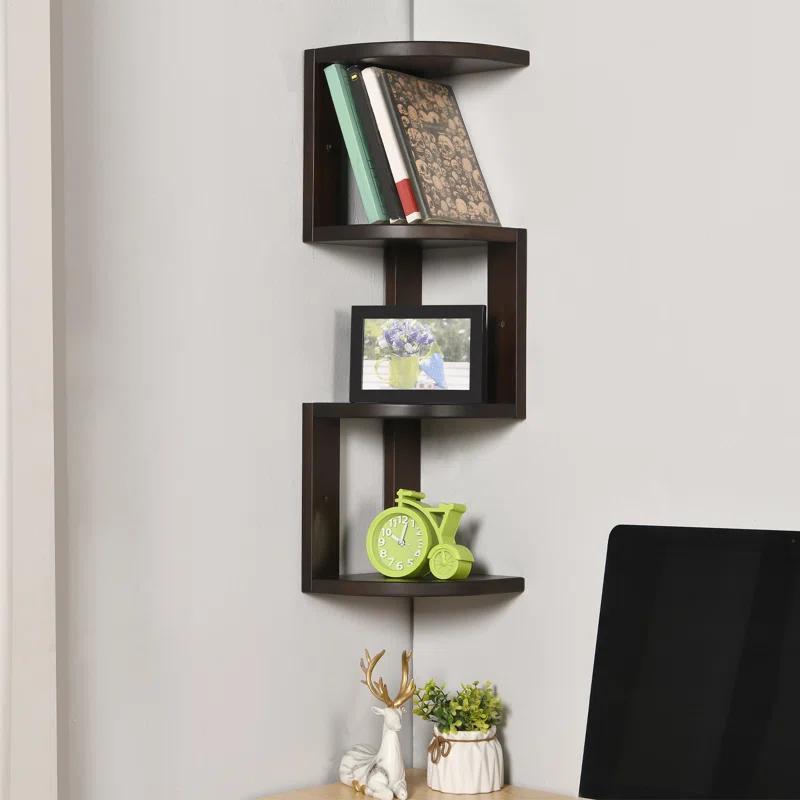CONSDAN Corner Shelf, 4 Pieces, USA-Grown Solid Hickory Hardwood
