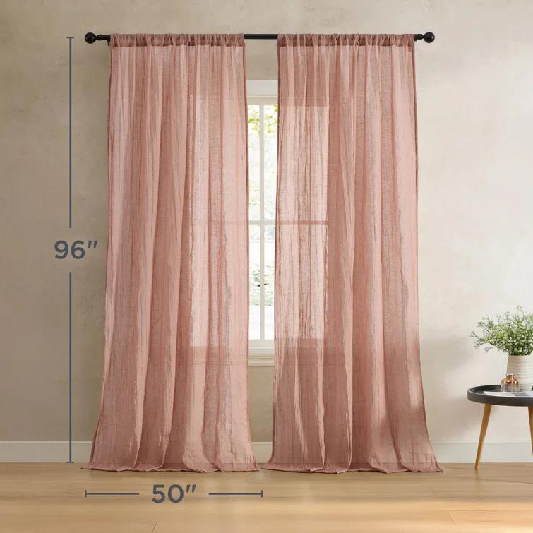 Solid Semi-Sheer Curtain Panels (Set of 2)
