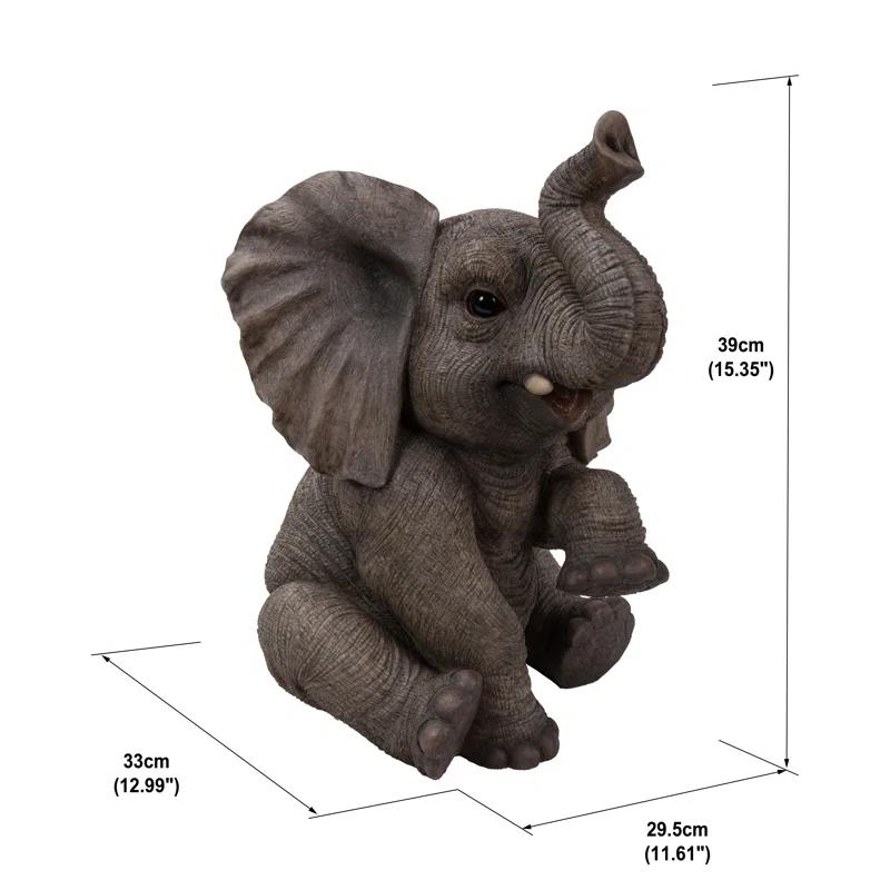 Hi-Line Gift Ltd. Sitting Elephant Baby with Trunk up Statue