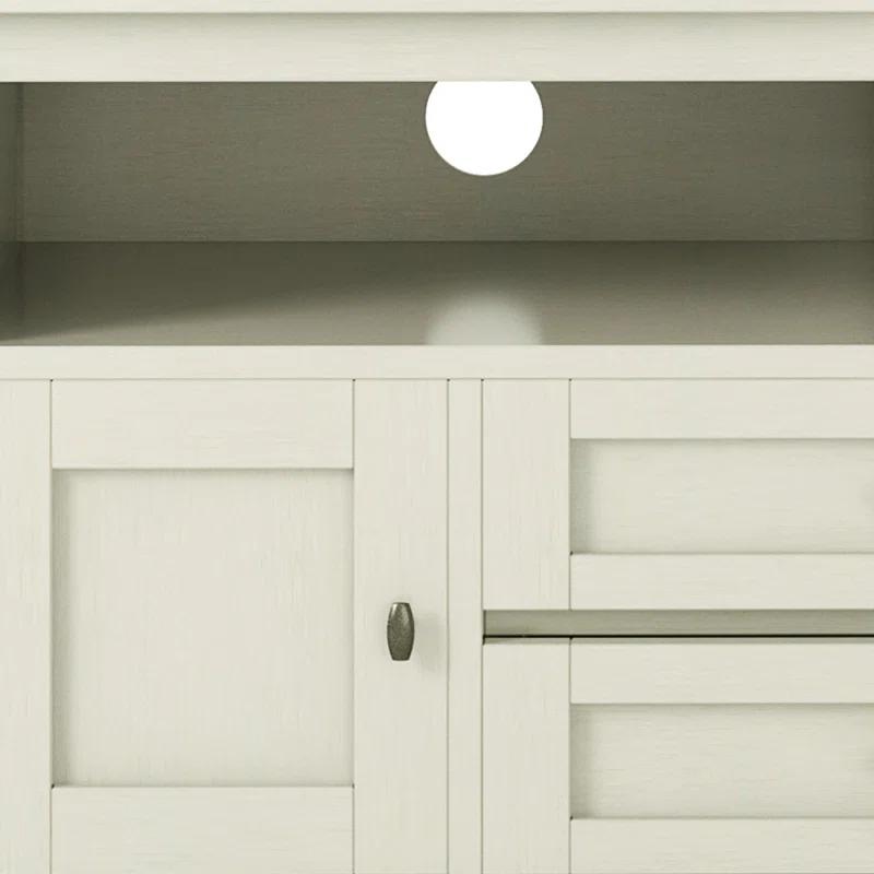 Simpli Home Warm Shaker 72"W Solid Wood TV Stand for TVs up to 80" with 4 Storage Cabinets and 2 Drawers