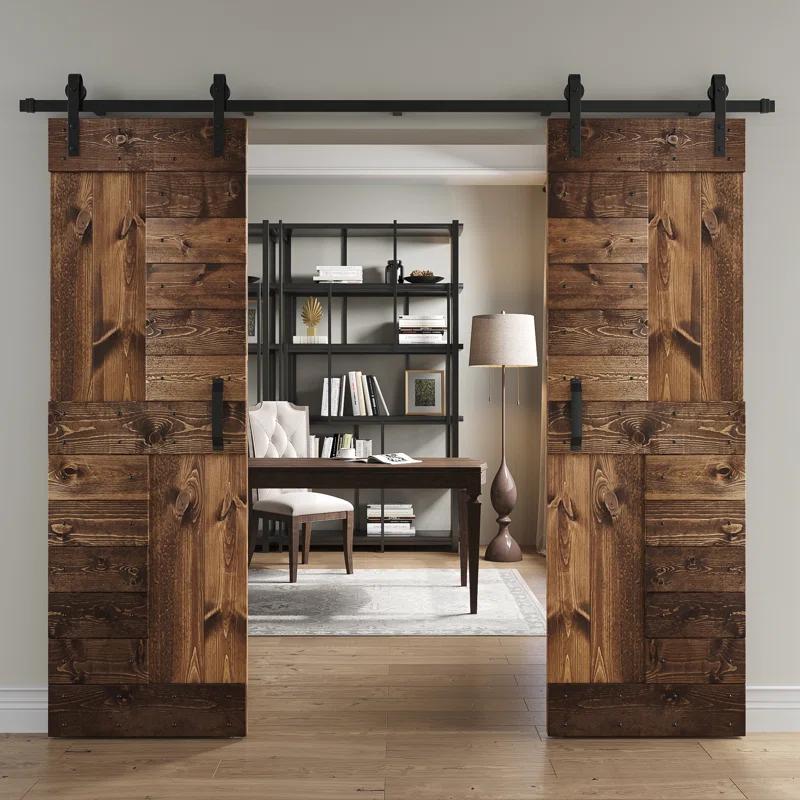 Coast Sequoia 84'' Solid Wood Paneled with Installation Hardware Kit Barn Door