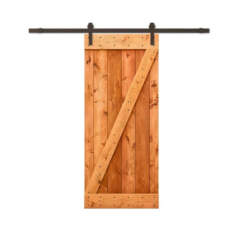 TMS 34'' x 84'' Solid Wood Paneled Painted with Installation Hardware Kit Barn Door