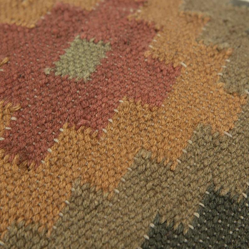 ZeaZu Brown Beige Kilim Down Filled Throw Pillow
