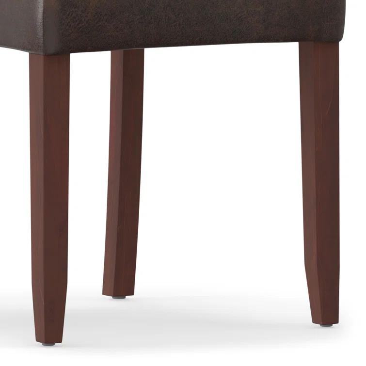Simpli Home Acadian Andover Upholstered Parson Dining Chair with Tufted Backrest and Solid Wood Frame (Set of 2)