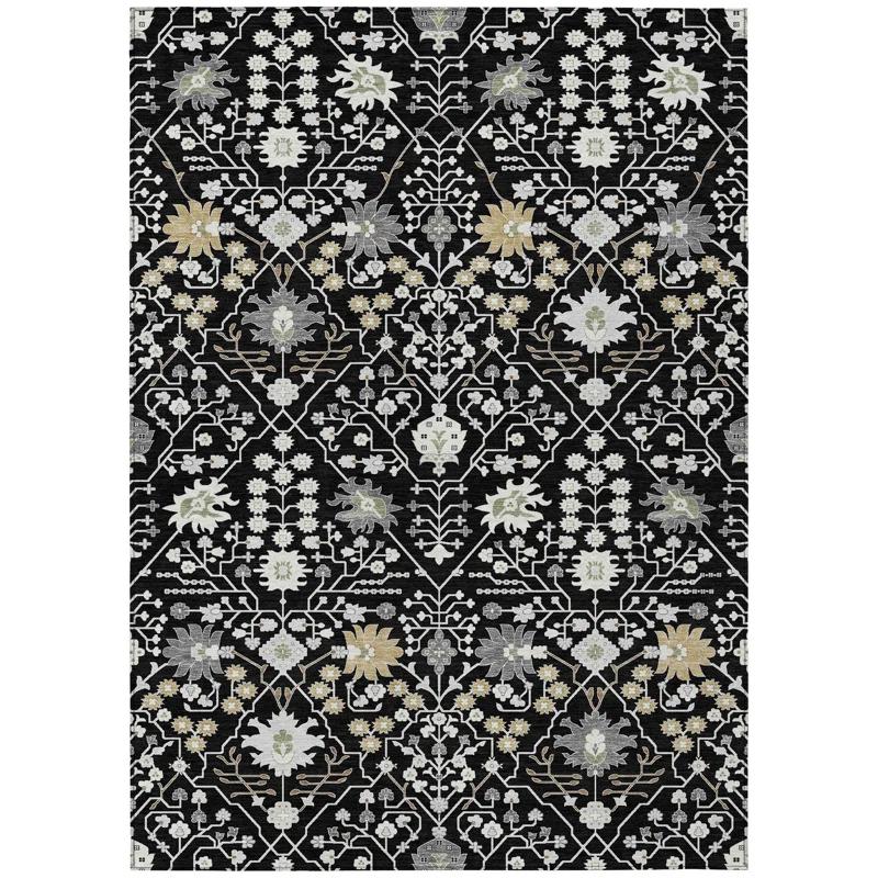 Machine Washable Indoor/Outdoor Chayden ACN1009 Black 1'8" x 2'6" Rug