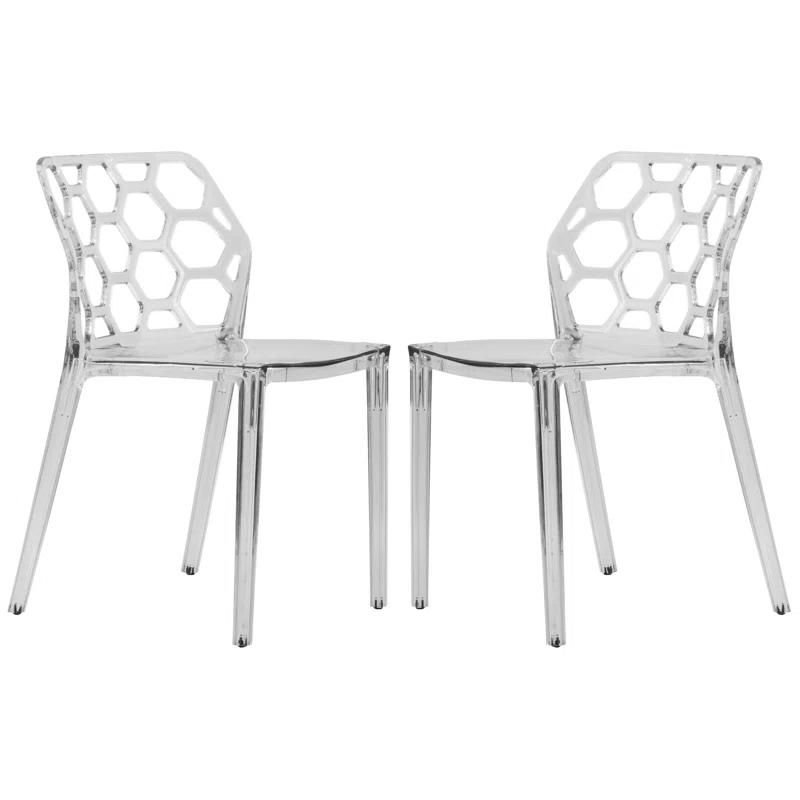 Orren Ellis Jakubowski Dynamic Modern Plastic Dining Side Chair with Honeycomb Design (Set of 2)