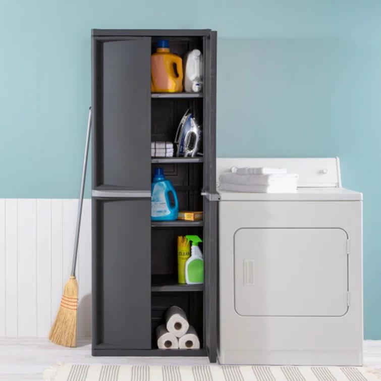 Sterilite Sterilite Adjustable 4-Shelf Gray Storage Cabinet With Doors (Set of 2)