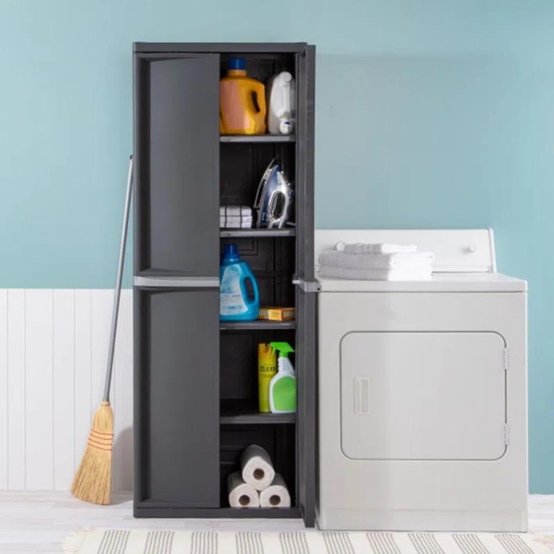 Sterilite Sterilite Adjustable 4-Shelf Gray Storage Cabinet With Doors (Set of 2)