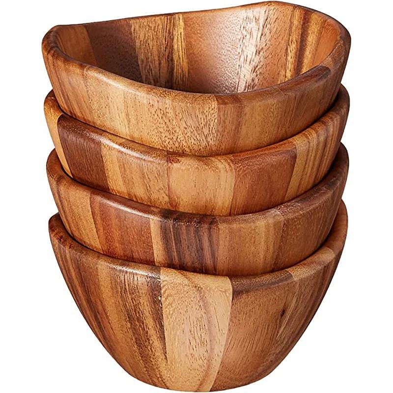 Lipper Acacia Wave Bowls, Set Of 4