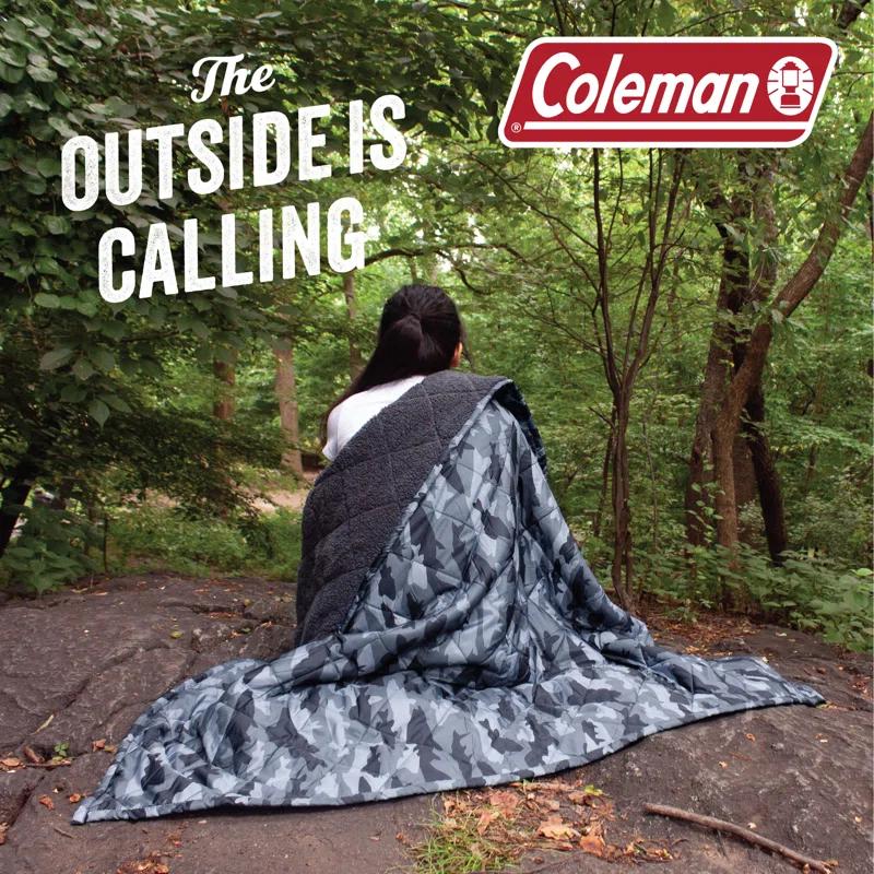 Coleman Coleman Reversible Water Resistant Nylon and Sherpa Diamond Quilted Indoor/Outdoor Throw/Picnic Blanket