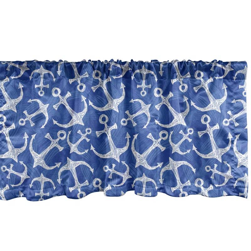 Ambesonne Ocean Valance Pack of 2 Marine Life Equipments Azure Blue White