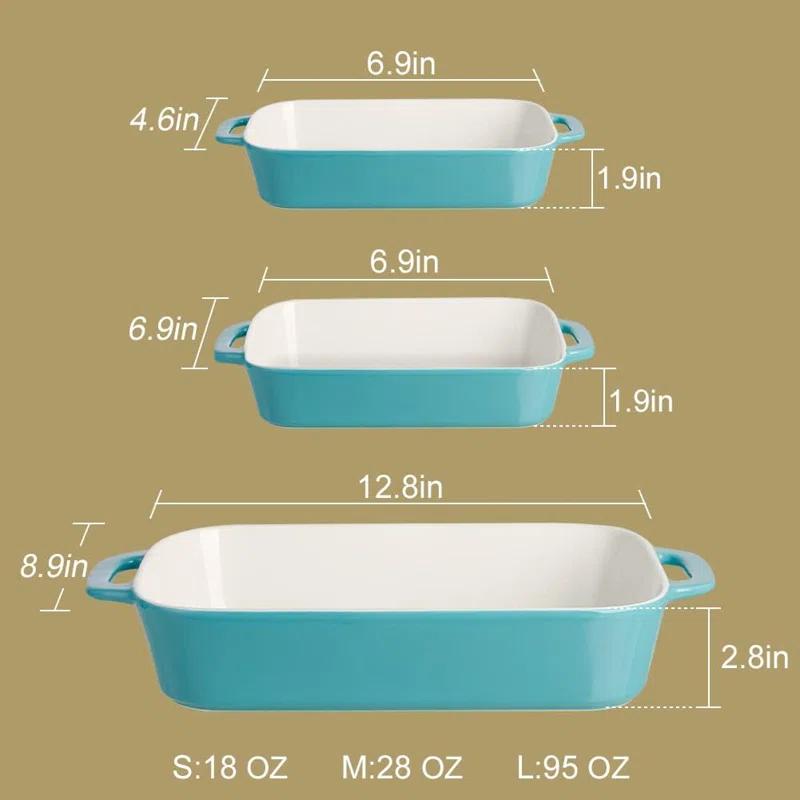 Adeco Trading Ceramic Bakeware Set, Rectangular Baking Dish For Cooking, Kitchen, Cake Dinner, Banquet And Daily Use, 9X13 Casserole Dishes For Oven Porcelain Baking Pans