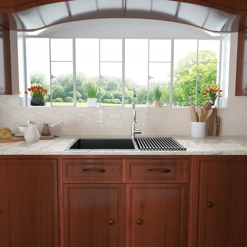 33" L x 22" W Drop-in Double Bowl 60/40 Sink 16 Gauge Stainless Steel Kitchen Sink Topmount Sink