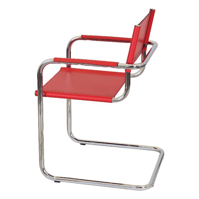 Breuer Chair Company Mart Stam Cantilever Armchair Arm Chair w/ Chrome-Plated Steel Frame (Various Bonded Leather Colors)