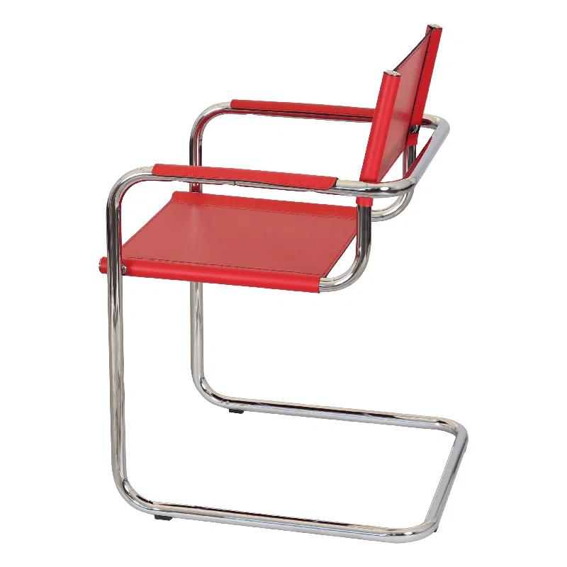 Breuer Chair Company Mart Stam Cantilever Armchair Arm Chair w/ Chrome-Plated Steel Frame (Various Bonded Leather Colors)