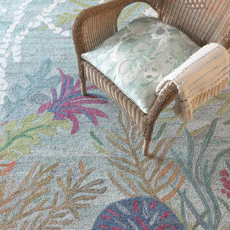 CompanyC Global Recycled Standard Reef Under the Sea Hand-Tufted Recycled Polyester Indoor/Outdoor Area Rug