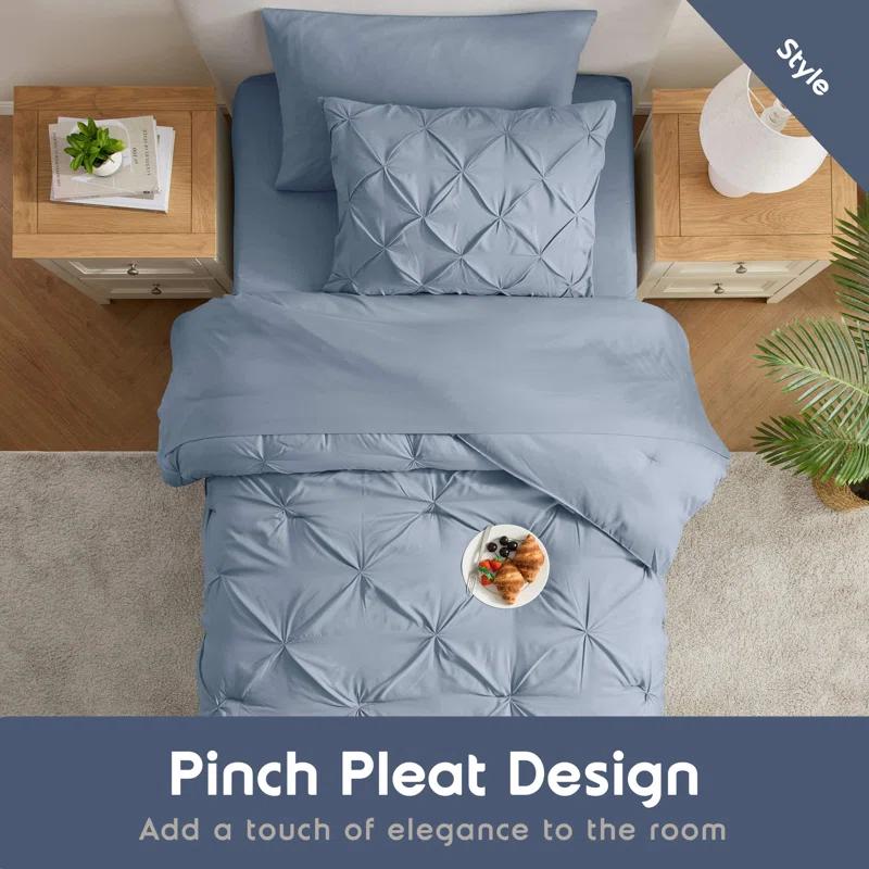 Nestl Bed-in-A-Bag Pleated Comforter Set with Bed Sheets