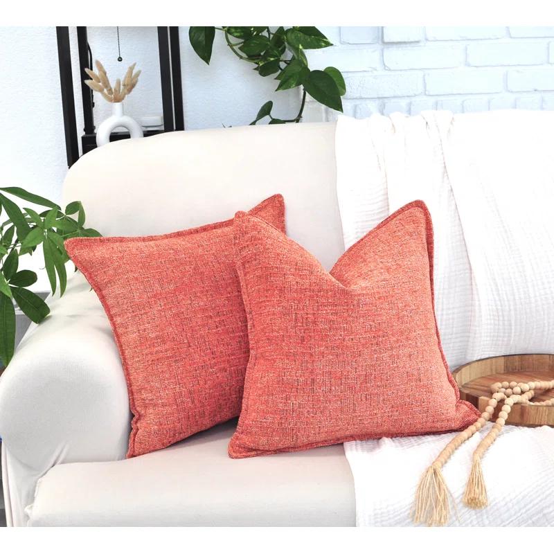 Oveesha Soft Textured Chenille Pillow Covers Set of 2 Cozy Cushion Covers