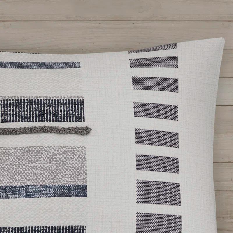 INK+IVY Serena Navy/Gray Standard Cotton 3 Piece Duvet Cover Set