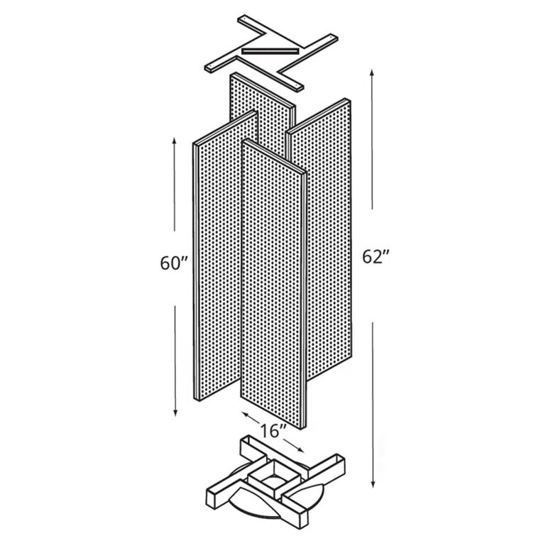 Azar Displays 700430-BLK H-Unit Pegboard Floor Display on Revolving Base. Spinner Rack Stand. Panel Size: 16"W x 60"H