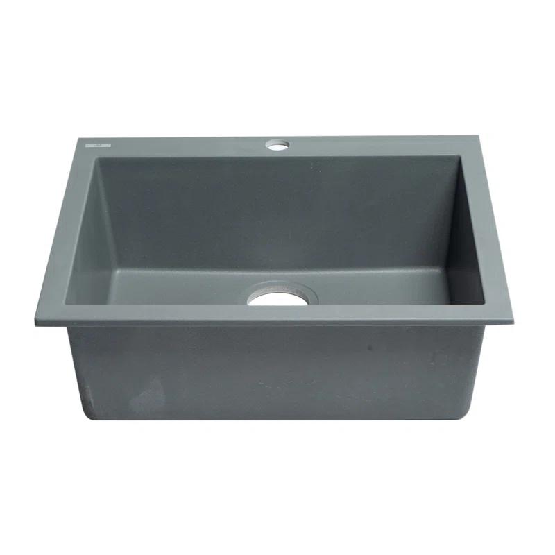 23.63'' L Drop-In Single Bowl Granite Kitchen Sink