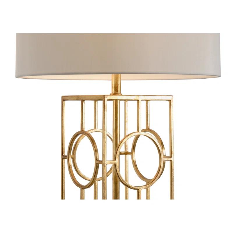 Elegant Dorset Gold Leaf 1-Light Table Lamp with Silkette Shade