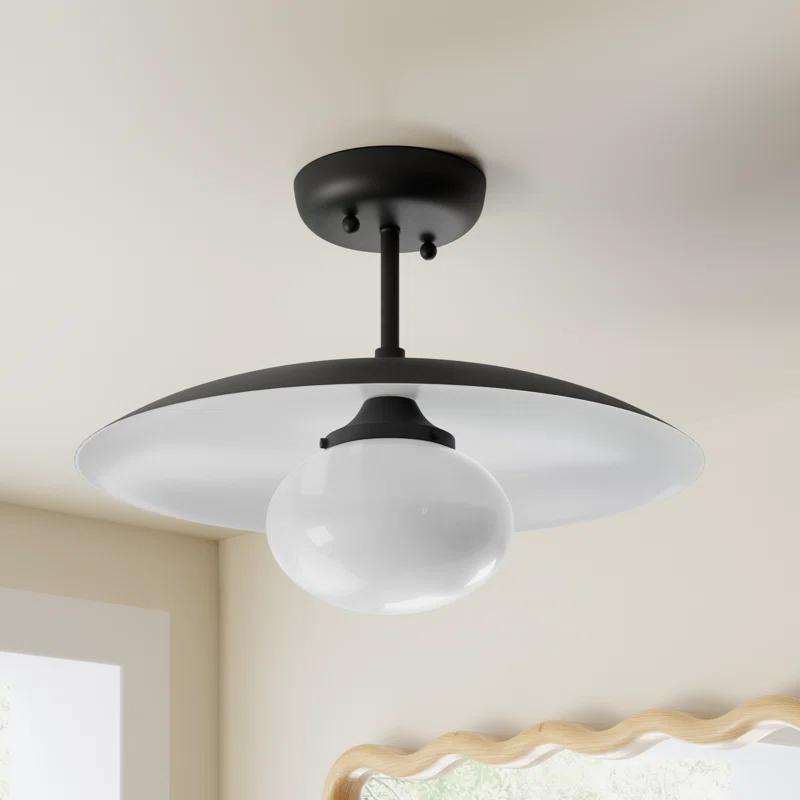 Shah Semi-Flush Mount Light - Black / 16" Dia