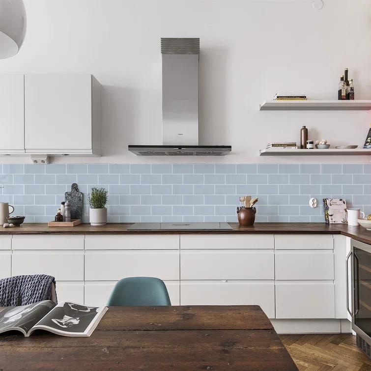 WS Tiles® 3'' W x 6'' L Glass Peel and Stick Subway Tile