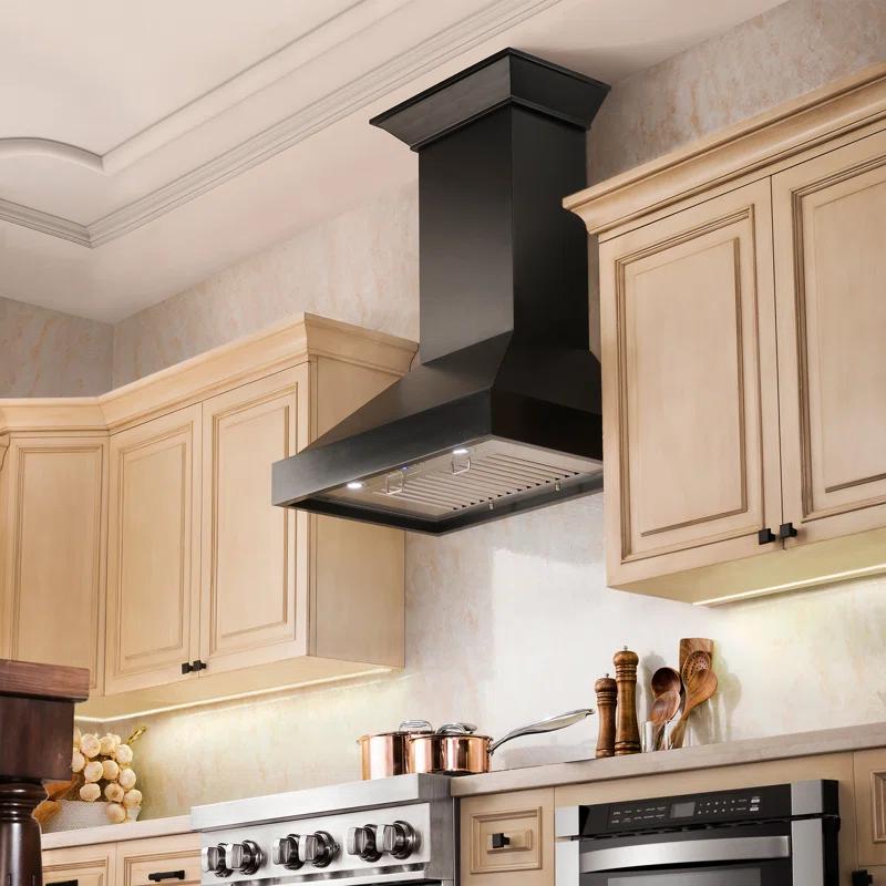 ZLINE 30 in. Convertible Vent Wooden Wall Mount Range Hood in Antigua & Walnut