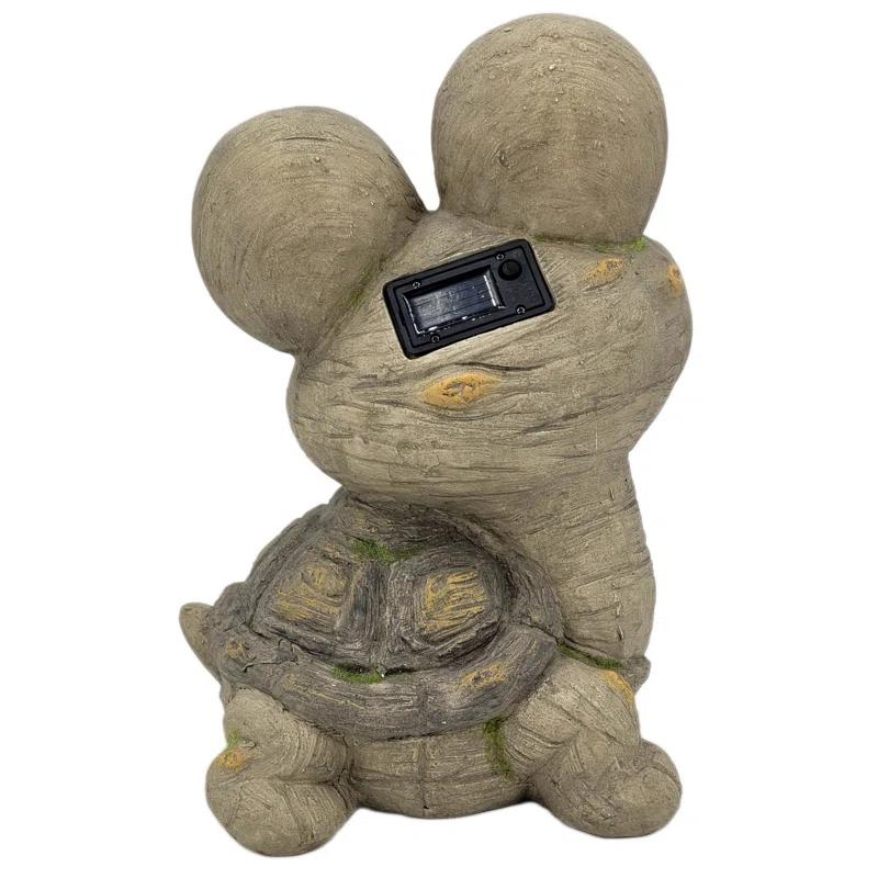 Bay Isle Home™ Swallow 15.75" Mossy Turtle Garden Statue Solar Eyes