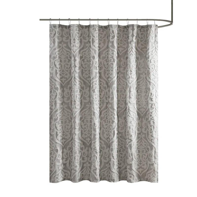 72"x72" Silver Damask Jacquard Shower Curtain