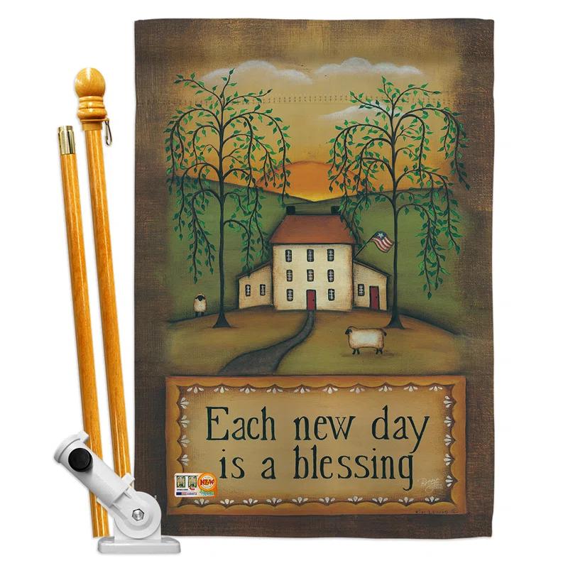 Breeze Decor Double Sided 40'' H x 28'' W Polyester Flag Set