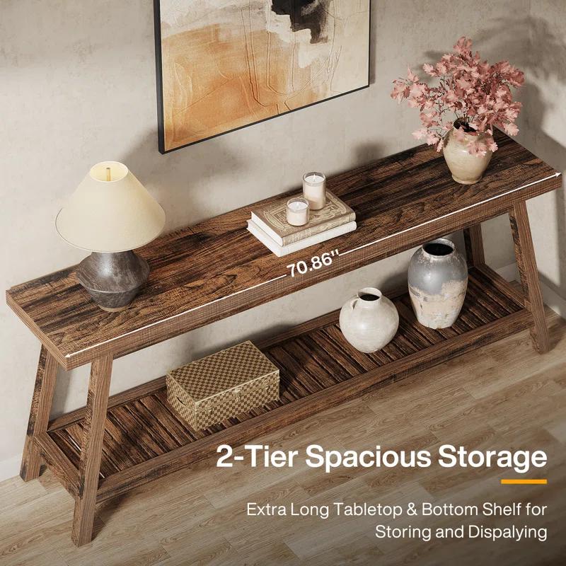 Gracie Oaks 70.9-Inch Farmhouse Console for Entryway, 2-Tier Entry Table Sofa Table