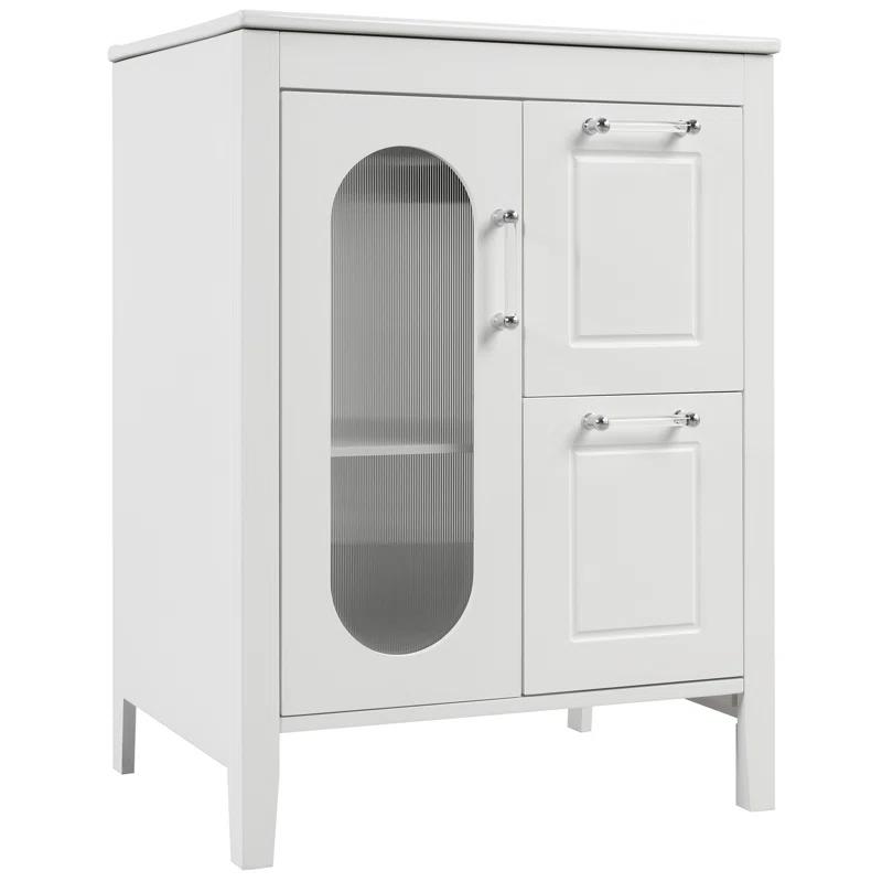 Tryimagine 24" Bathroom Vanity With Sink, Bathroom Vanity Cabinet With Two Drawers And Door, Adjustable Shelf, Solid Wood And MDF