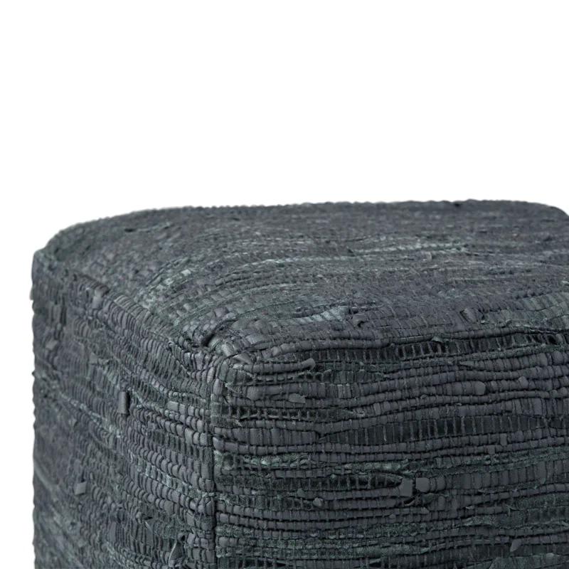 Simpli Home Fredrik 18"W Genuine Buffalo Leather Square Pouf & Reviews | Wayfair