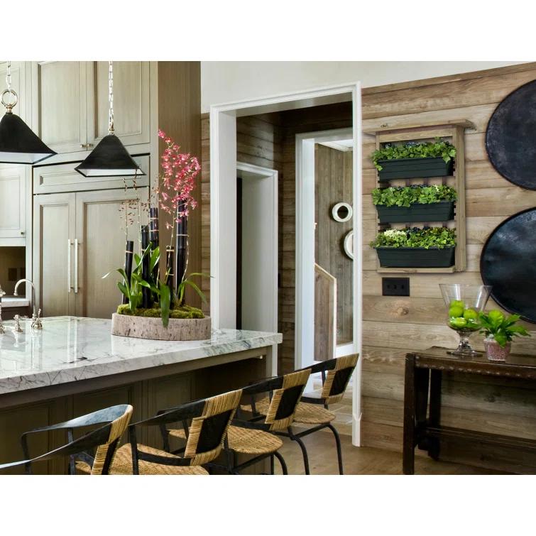 Algreen Gardenview Decorative Indoor or Outdoor Trellis with 3 Vertical Wall Hanging Planters with Drain Plugs for Flowers, Herbs, and Succulents