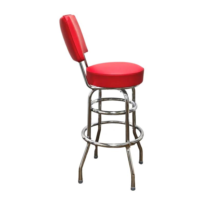 Richardson Seating Retro Home Double Ring Upholstered Swivel Bar Stool with Back