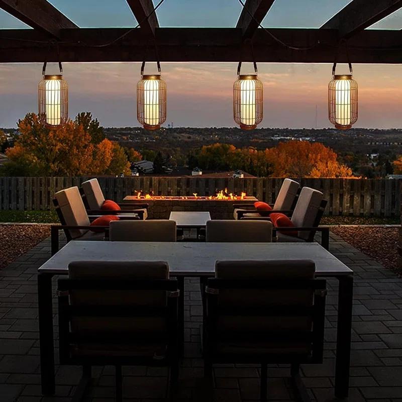 pearlstar "14.1'' Large Outdoor Solar Lanterns Hanging Light Waterproof LED Garden Lights  Retro Bronze Metal Lamp"