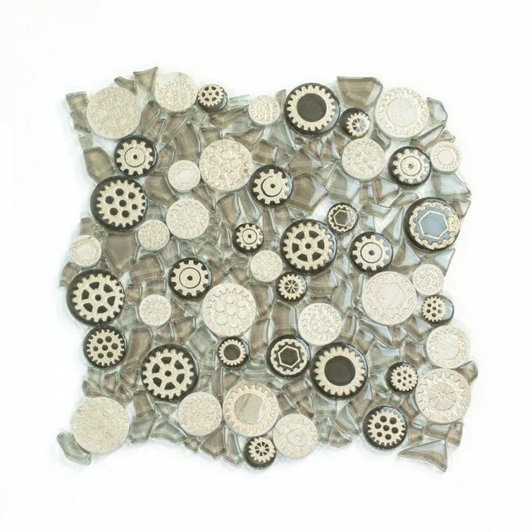 12" x 12" Glass Metal Look Mosaic Wall Tile