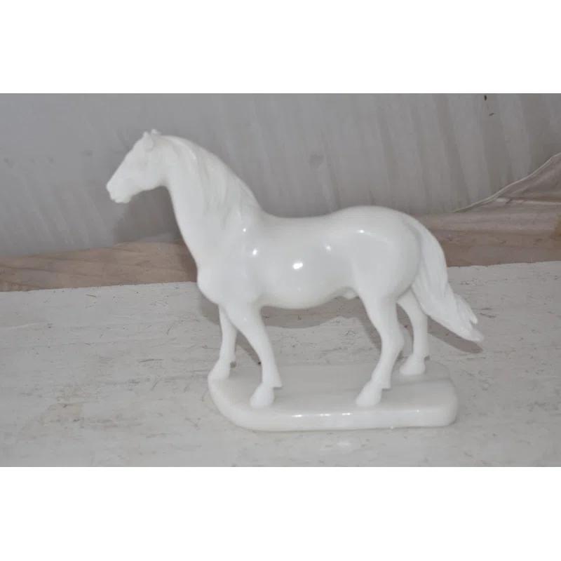 Standing Horse Made of White Marble Size: 11" x 5" x 9"H