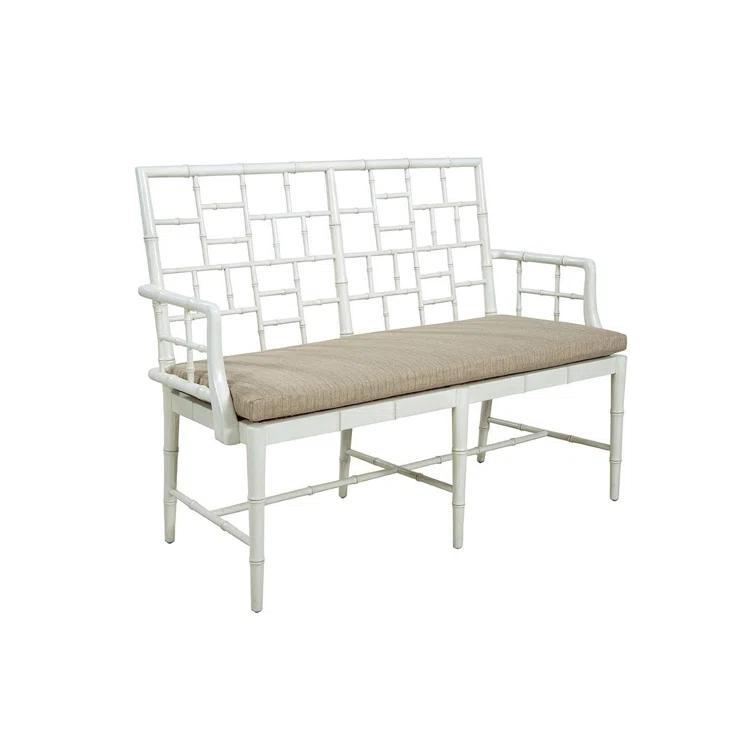 Belleville White Solid Wood Upholstered Settee