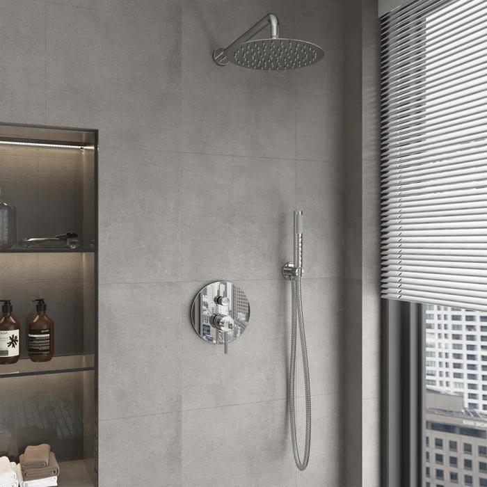 Pressure-Balanced Complete Shower System with 10-Inch Rain Shower Head, Handheld, Rough-in Valve