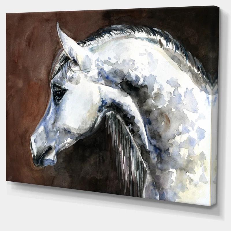 Design Art " Gray Arabian Horse Watercolor "