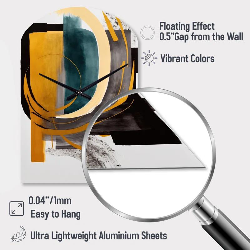 Design Art Modern Green Art Deco IV - Arch Shape Abstract Transitional 3D Wall Clock