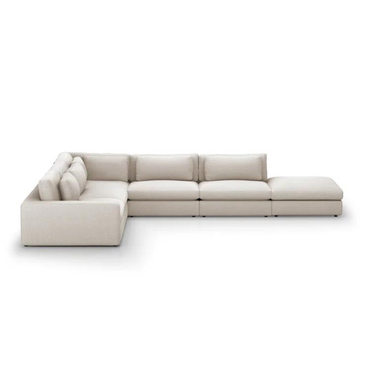 Cresswell Corner Sectional Sofa - Off White / 5-Piece / Left-Facing with Ottoman