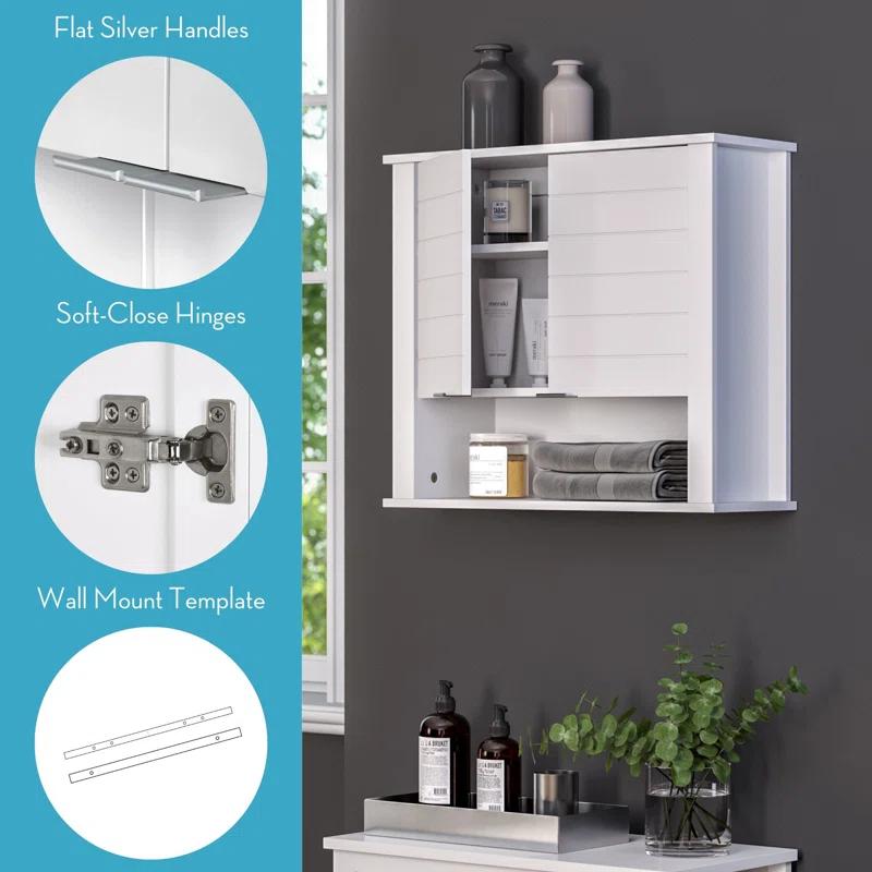 RiverRidge Home RiverRidge Madison Two-Door Bathroom and Laundry Wall Mount Storage Medicine Cabinet with Fixed and Adjustable Shelf