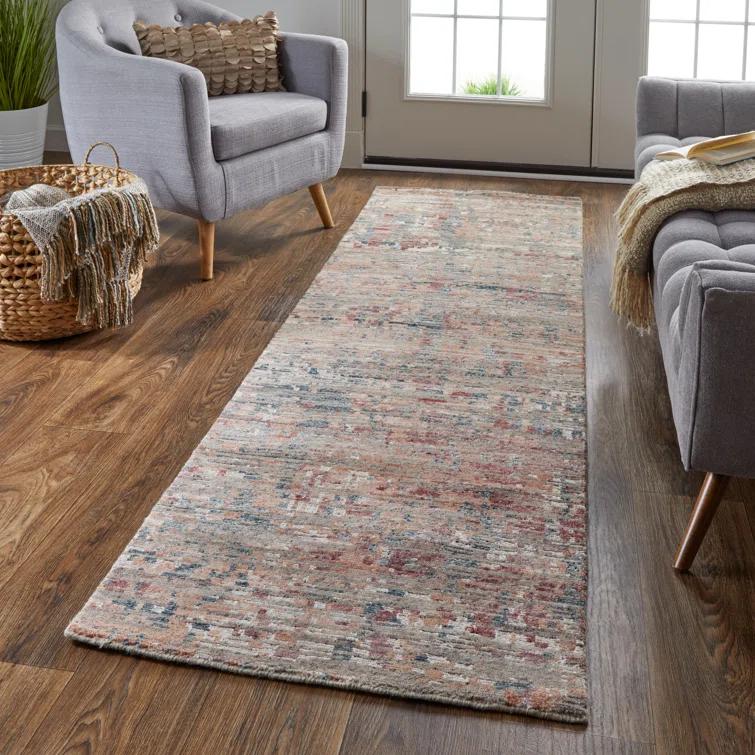 Clarkson Blue and Rust Hand-Knotted Wool Area Rug