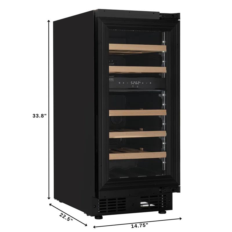 KoolMore KoolMore Reserve 15 in. Under-Counter Panel Ready Dual Zone 23 Bottle Wine Cooler Shelves