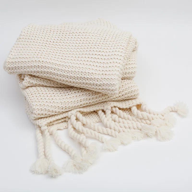Trestles Chunky Knit Throw by Pom Pom at Home - White