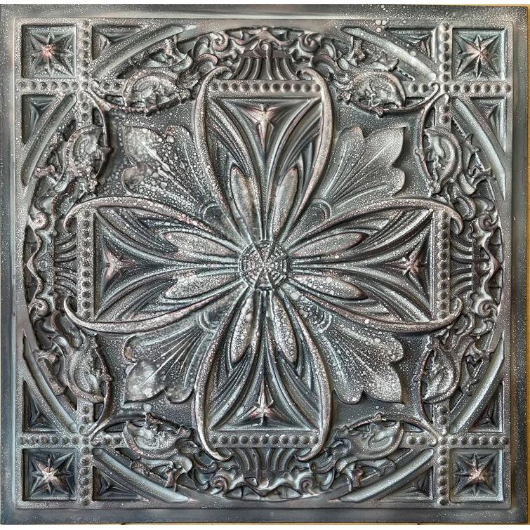 FromPlainToBeautifulInHours Milan 24'' L x 24'' W Textured PVC Drop-In & Glue Up Ceiling Tile Ceiling Tile (Set of 10)